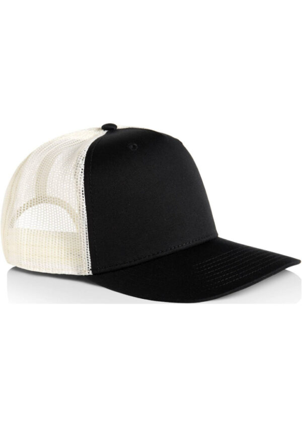 Blackfront baseball cap with white mesh back and curved brim, trucker style