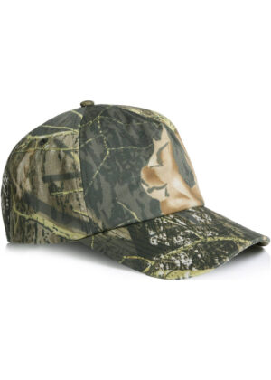 Camouflage baseball cap with a deer silhouette on the front panel.