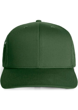 Green baseball cap with mesh sides, front view showing curved brim and structured crown on white background