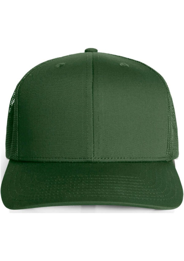 Green baseball cap with mesh sides, front view showing curved brim and structured crown on white background