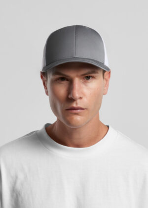 Man wearing a gray baseball cap and white T-shirt, facing the camera in a portrait.
