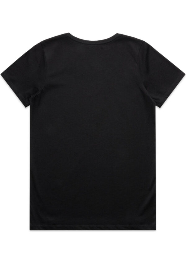 Back view of a plain black short-sleeve T-shirt.