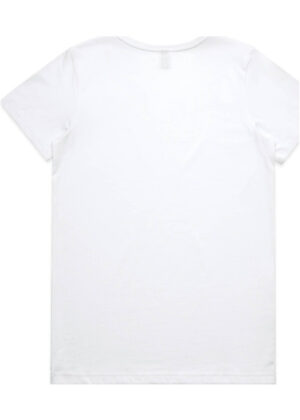 Plain white T-shirt laid flat, back view