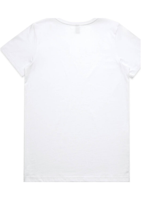 Plain white T-shirt laid flat, back view