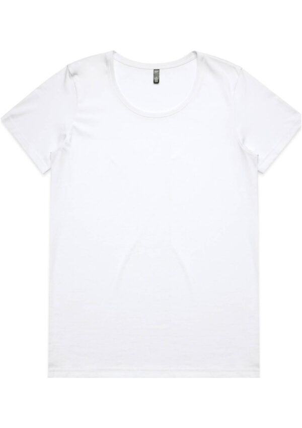 Plain white short-sleeve T-shirt with crew neck, displayed on a white background (product photo).
