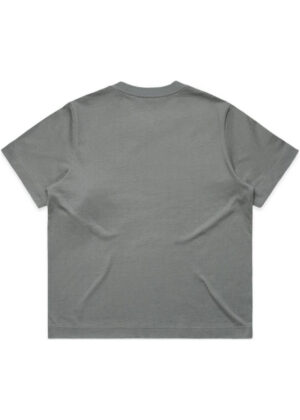 Gray short-sleeve T-shirt shown from the back on a white background.
