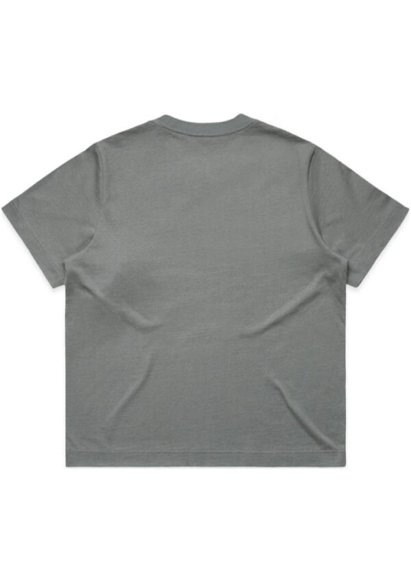 Gray short-sleeve T-shirt shown from the back on a white background.