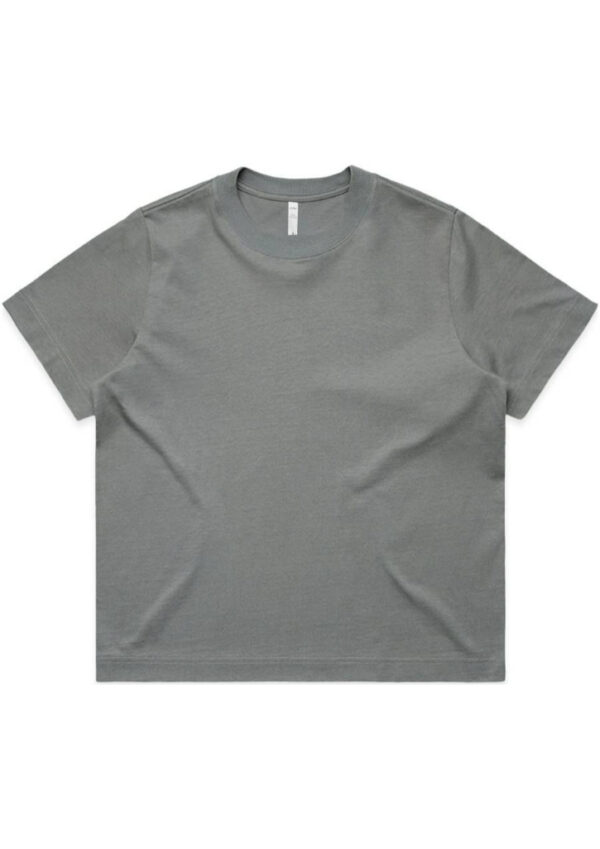 Gray crew-neck T-shirt laid flat on a white background (plain, no logo).