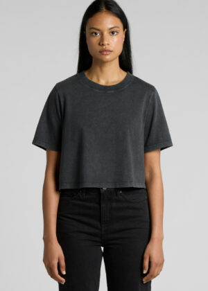 Womens Stone Wash Heavy Crop