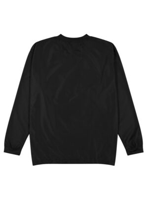 Black long-sleeve crewneck shirt shown from the back, plain and unembellished
