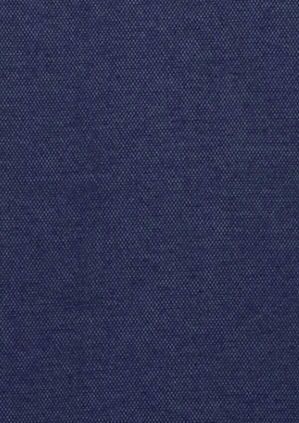 Close-up of dark blue woven fabric texture and tight weave detail that resembles upholstery or garment fabric