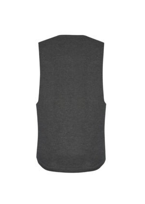Dark gray sleeveless tank top shown from the back against a white background