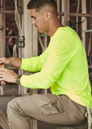 Mens Hi Vis Long Sleeve Tee - Image 7