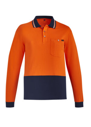 Mens Hi Vis Cotton L/S Polo - Image 2