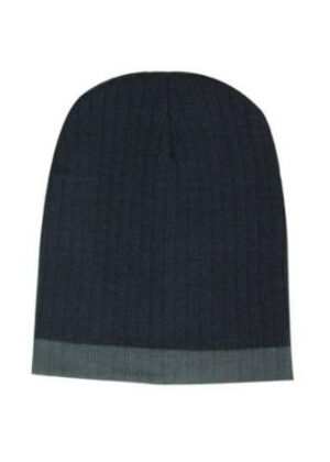 Two Tone Cable Knit Beanie - Image 5