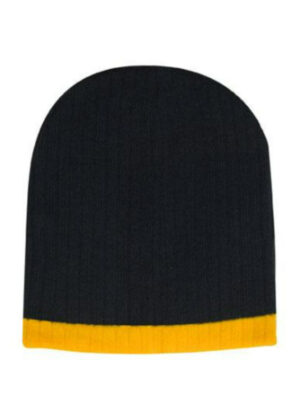 Two Tone Cable Knit Beanie - Image 4