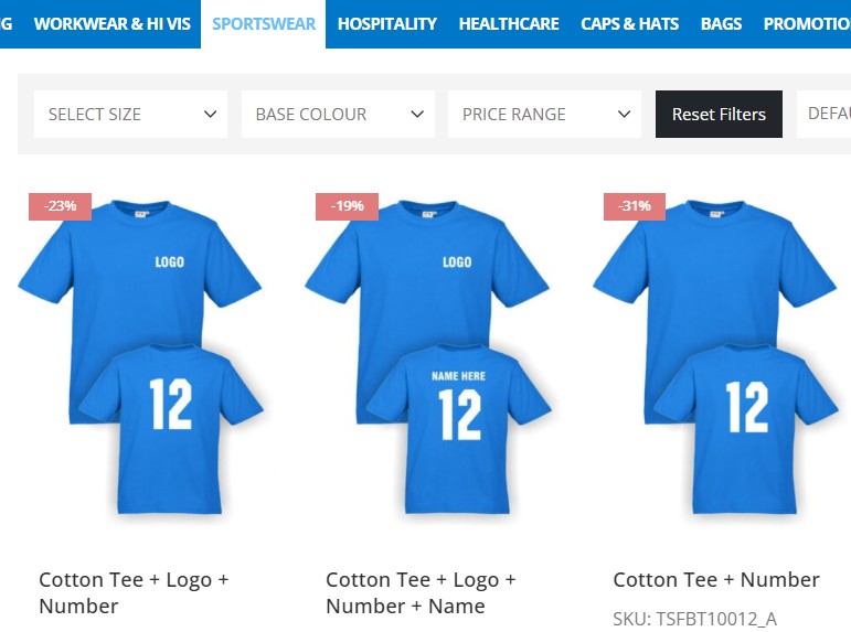 Set of custom team uniform jackets and shirts bundled together